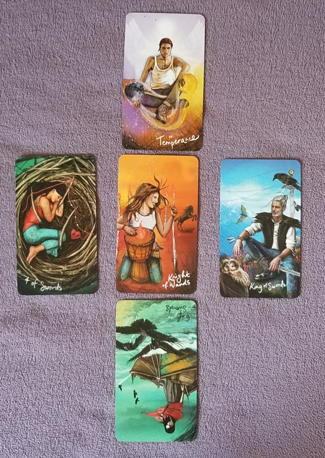 5-card what's blocking me? tarot spread using the Light Seer's tarot deck